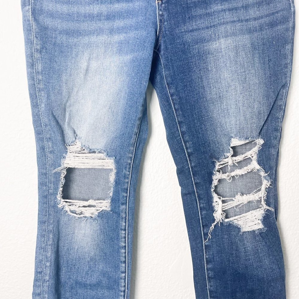 Ceros high rise straight jeans blue ripped raw hem distressed size 25 - Picture 3 of 11